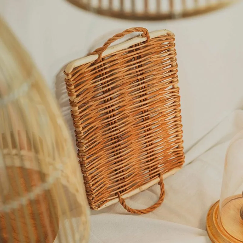 Handwoven Round Rattan Breakfast Tray | Wicker Storage Tray | Wedding Gift | Breakfast Table Tray | Bowl Tray | Straw Tray