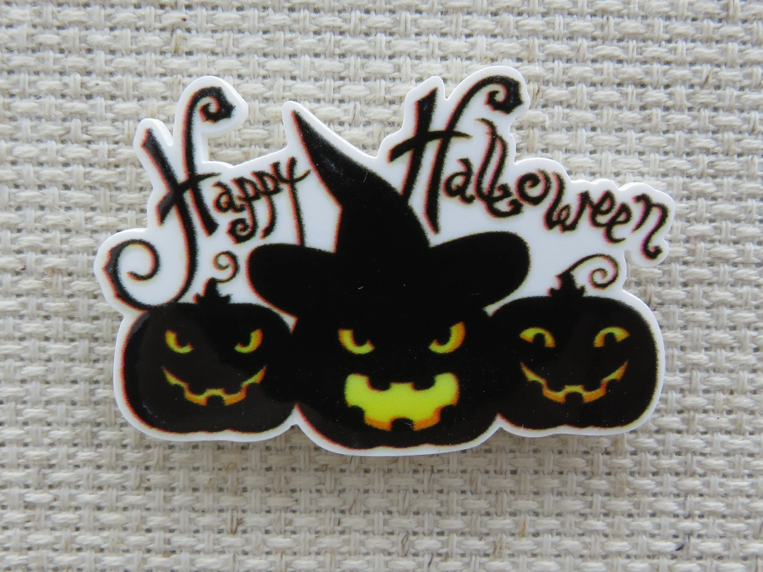 Happy Halloween Trio of Jack O Lanterns Needle Minder, Cover Minder, Magnet LAST ONE!