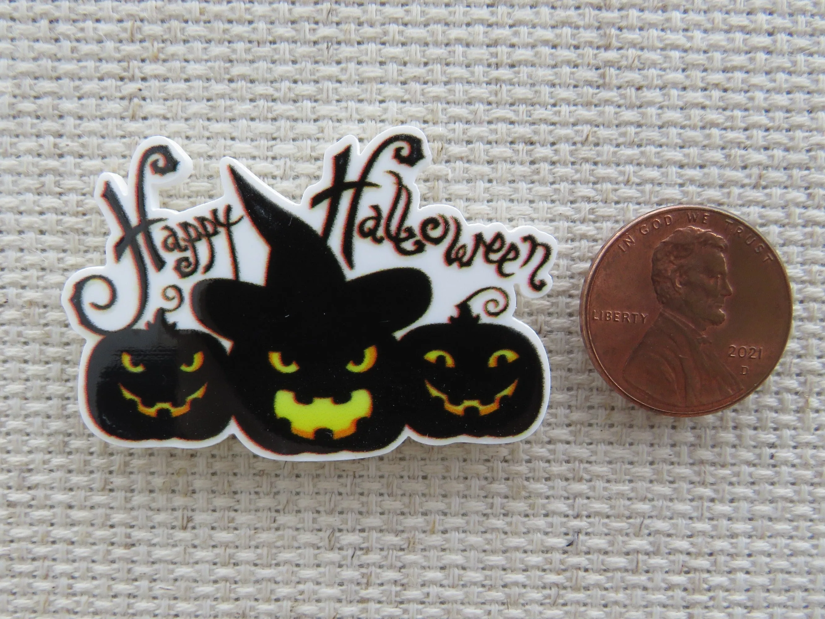Happy Halloween Trio of Jack O Lanterns Needle Minder, Cover Minder, Magnet LAST ONE!