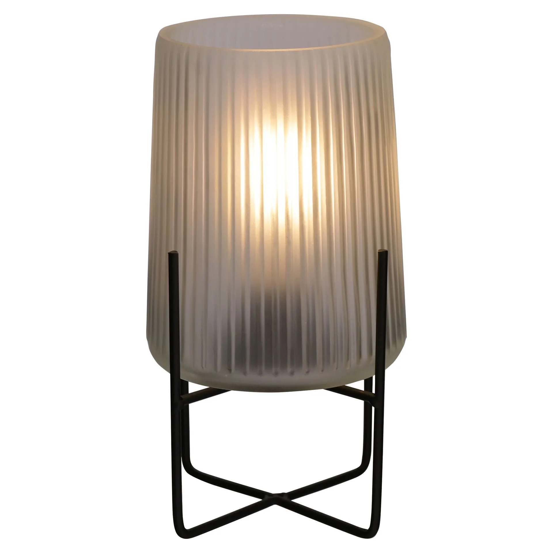 HESTIA BATTERY OPERATED GLASS LAMP WITH STAND FROSTED WHITE 12.5CM X 23CM