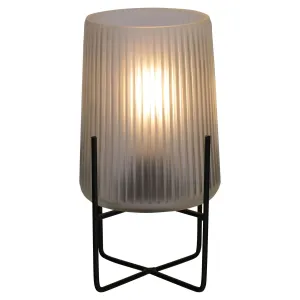 HESTIA BATTERY OPERATED GLASS LAMP WITH STAND FROSTED WHITE 12.5CM X 23CM