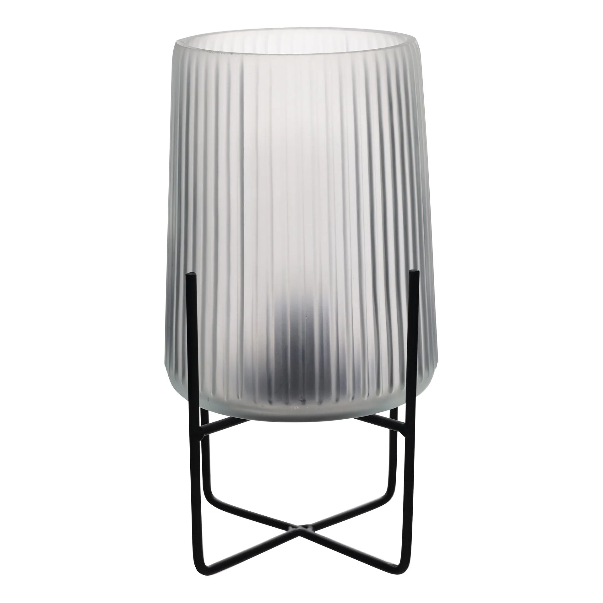 HESTIA BATTERY OPERATED GLASS LAMP WITH STAND FROSTED WHITE 12.5CM X 23CM