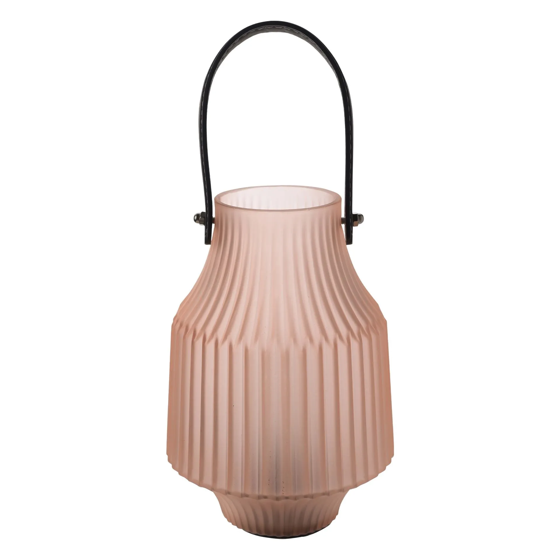 HESTIA BATTERY OPERATED PORTABLE LANTERN FROSTED PINK 15CM X 20CM