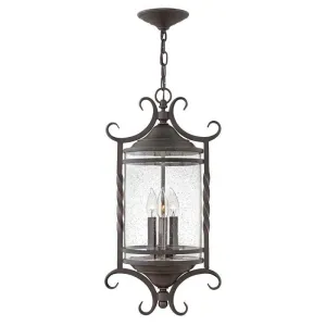 Hinkley 1147OL-CL Outdoor Casa Olde Black with Clear Seedy Glass Hanging Light