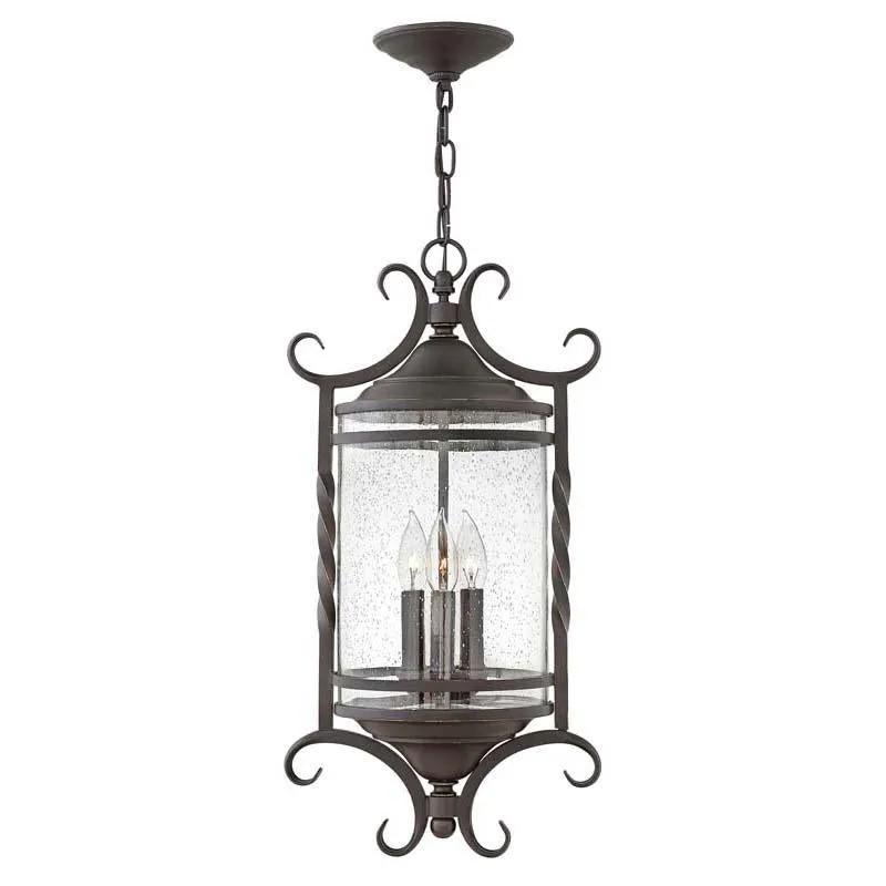 Hinkley 1147OL-CL Outdoor Casa Olde Black with Clear Seedy Glass Hanging Light