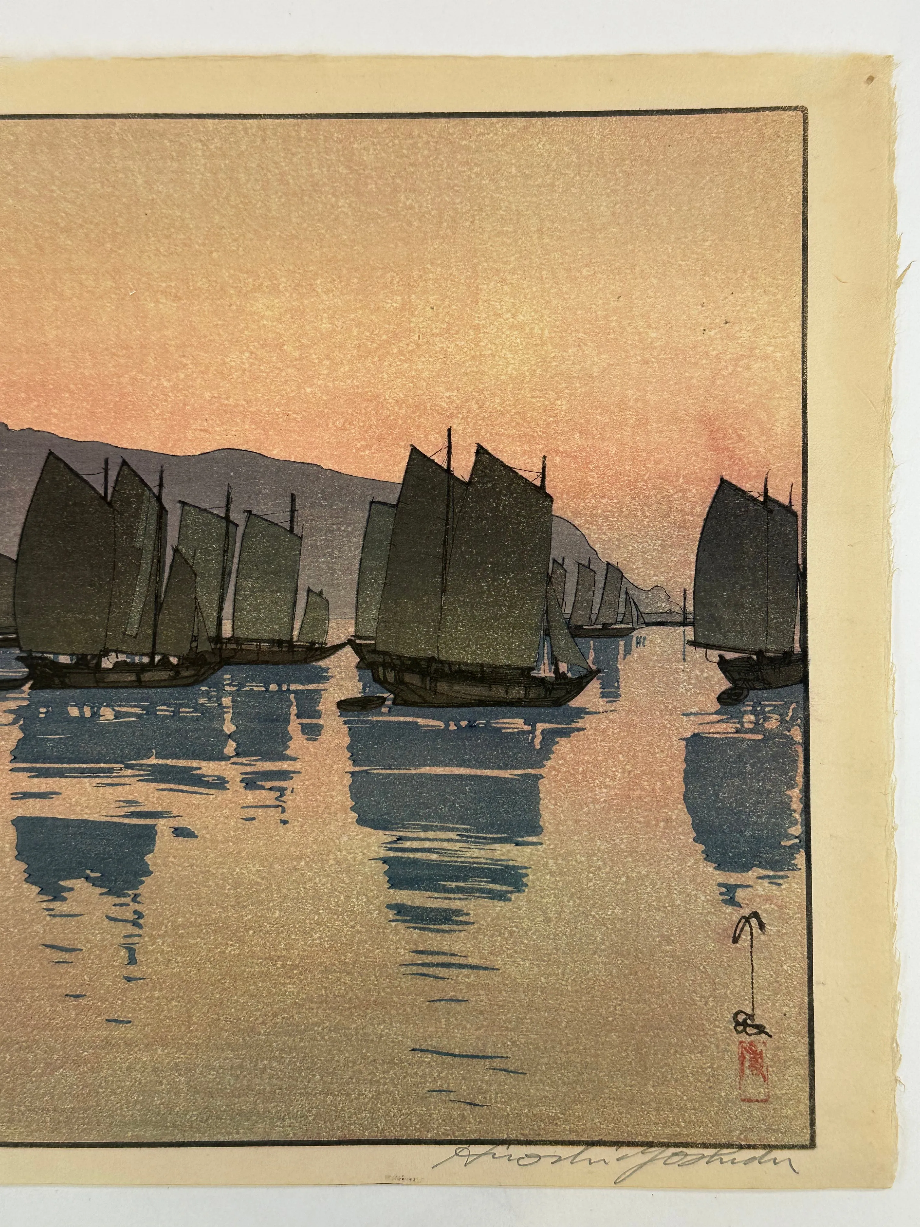 Hiroshi Yoshida (1876-1950) Woodblock Print "Abuto in the Morning" 1930 Original