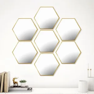Home Centre SS24 Corsica Set of 7 Geometric Shaped Mirror 22.9X20CM GLD