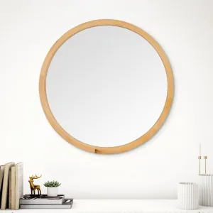 Home Centre SS24 Round Wooden MIRROR-1A-50CM-NATURAL