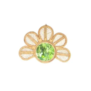 IRA Furniture Cane Flower Wall Mirror with Glass, 30 cm Diameter