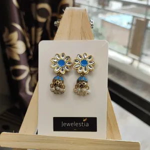 Jewelestia Blue Lotus Kundan Jhumkas