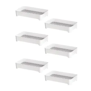Kuber Industries Pack of 6 Multipurpose Decorative Drain Tray Large | Makeup Perfume Organiser, Bathroom, Decorative Dresser, Kitchen Countertop Organiser Tray | Anti Slip | YM.6302G | Grey