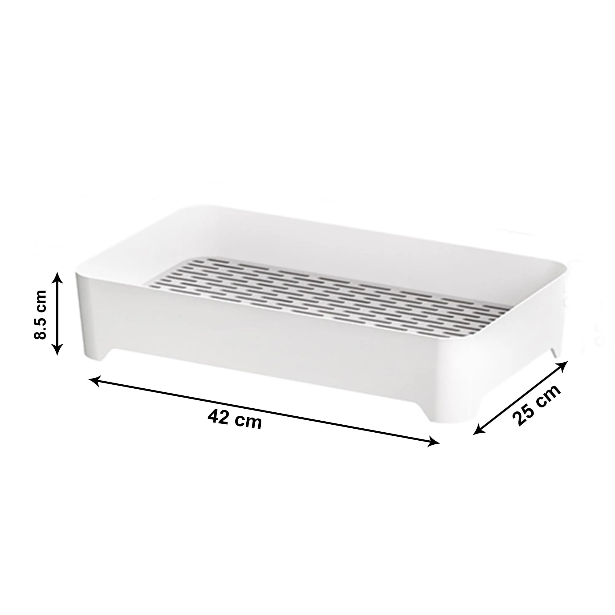 Kuber Industries Pack of 6 Multipurpose Decorative Drain Tray Large | Makeup Perfume Organiser, Bathroom, Decorative Dresser, Kitchen Countertop Organiser Tray | Anti Slip | YM.6302G | Grey