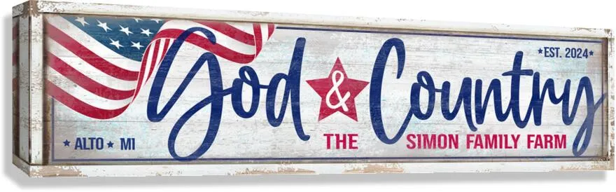 Large Barn Sign - Patriotic Distressed God & Country