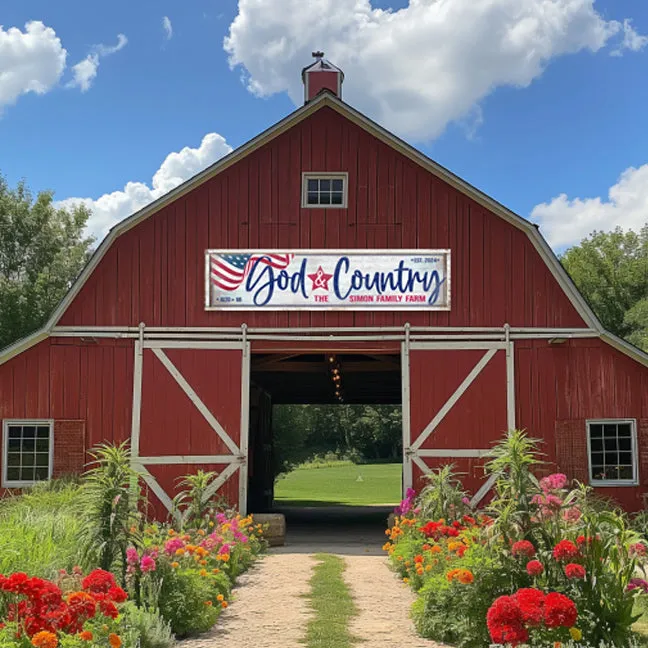 Large Barn Sign - Patriotic Distressed God & Country