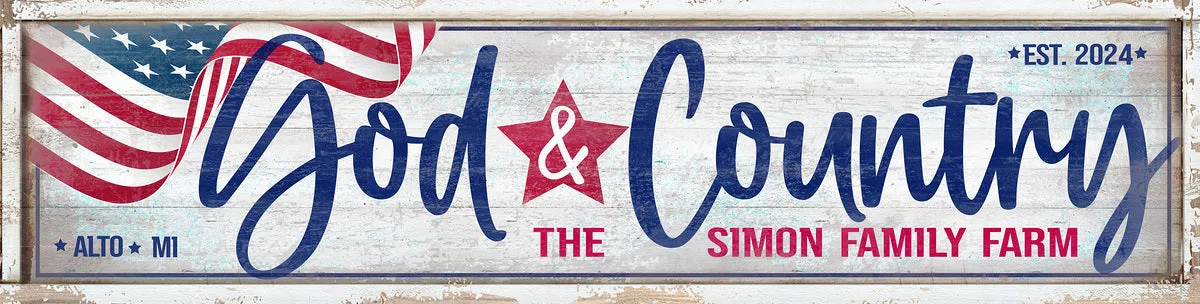 Large Barn Sign - Patriotic Distressed God & Country