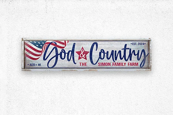 Large Barn Sign - Patriotic Distressed God & Country