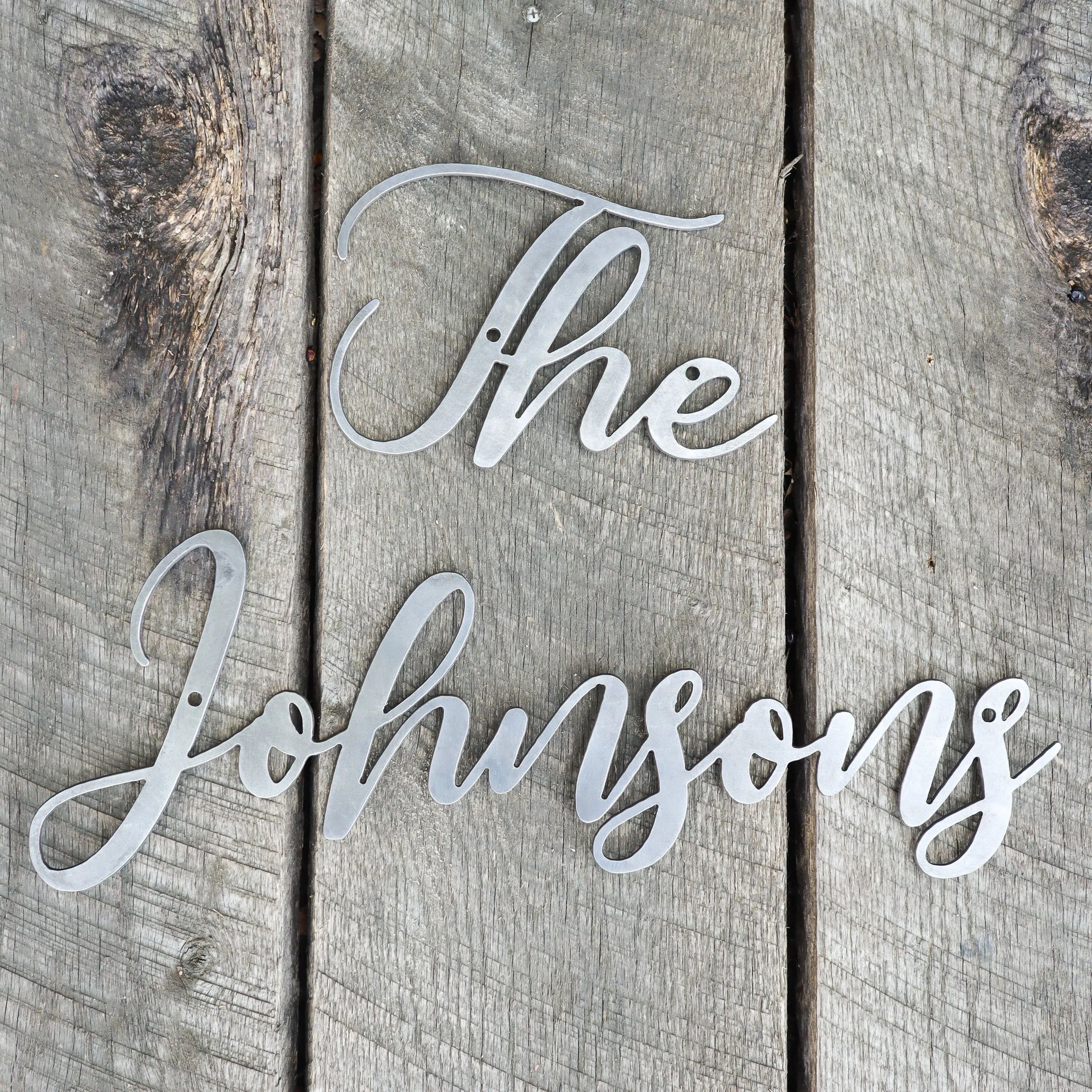 Last Name Cursive Words Wedding Sign - Personalized Metal Family Decor - Custom Wall Art - Welcome Signs