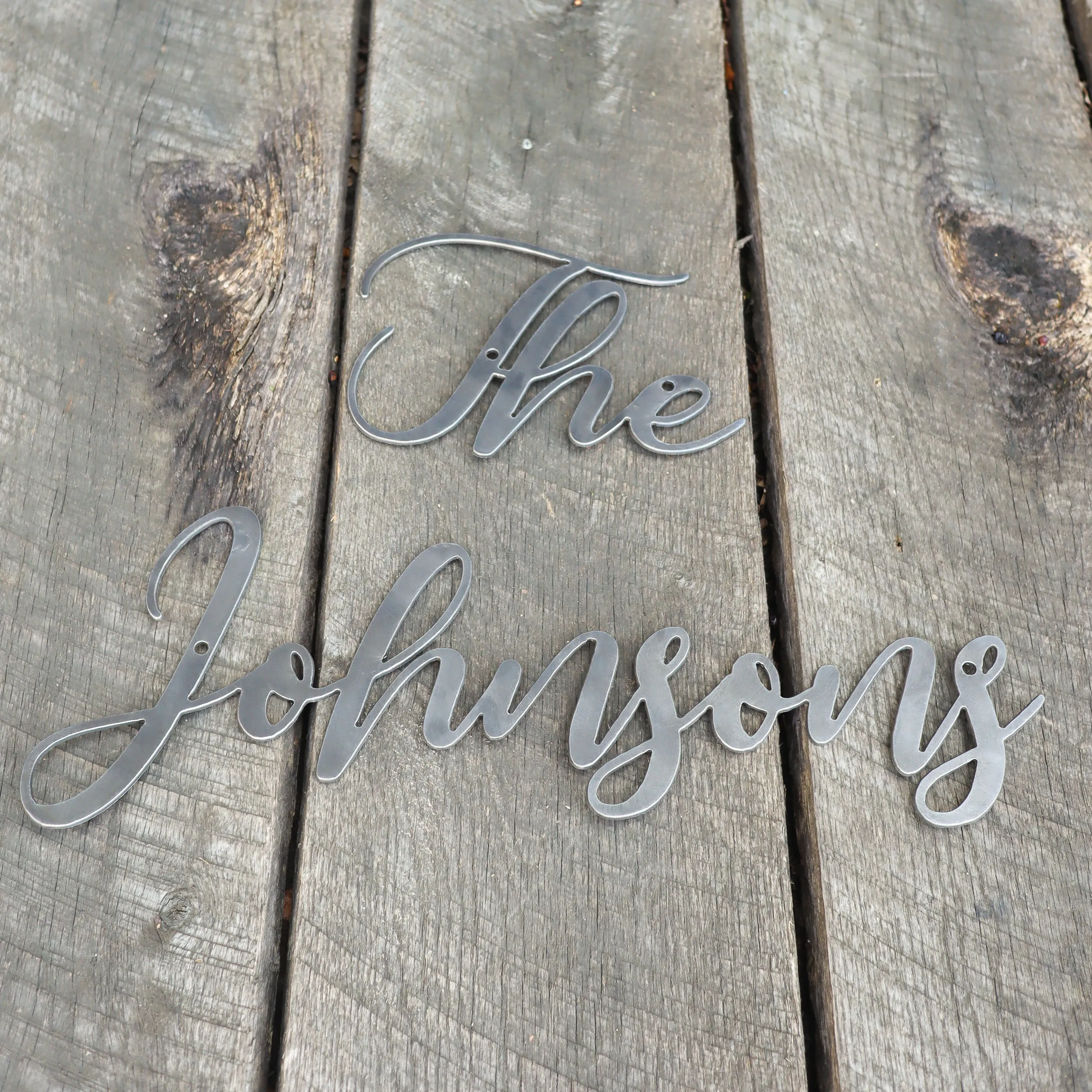 Last Name Cursive Words Wedding Sign - Personalized Metal Family Decor - Custom Wall Art - Welcome Signs