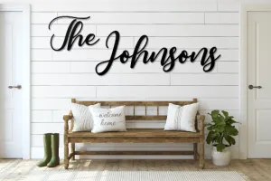 Last Name Cursive Words Wedding Sign - Personalized Metal Family Decor - Custom Wall Art - Welcome Signs