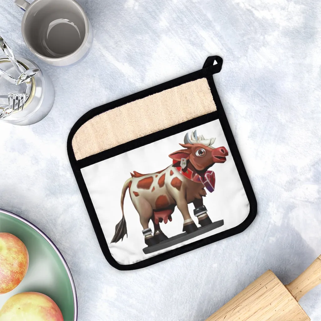 Light Brown Cow Pot Holder with Pocket