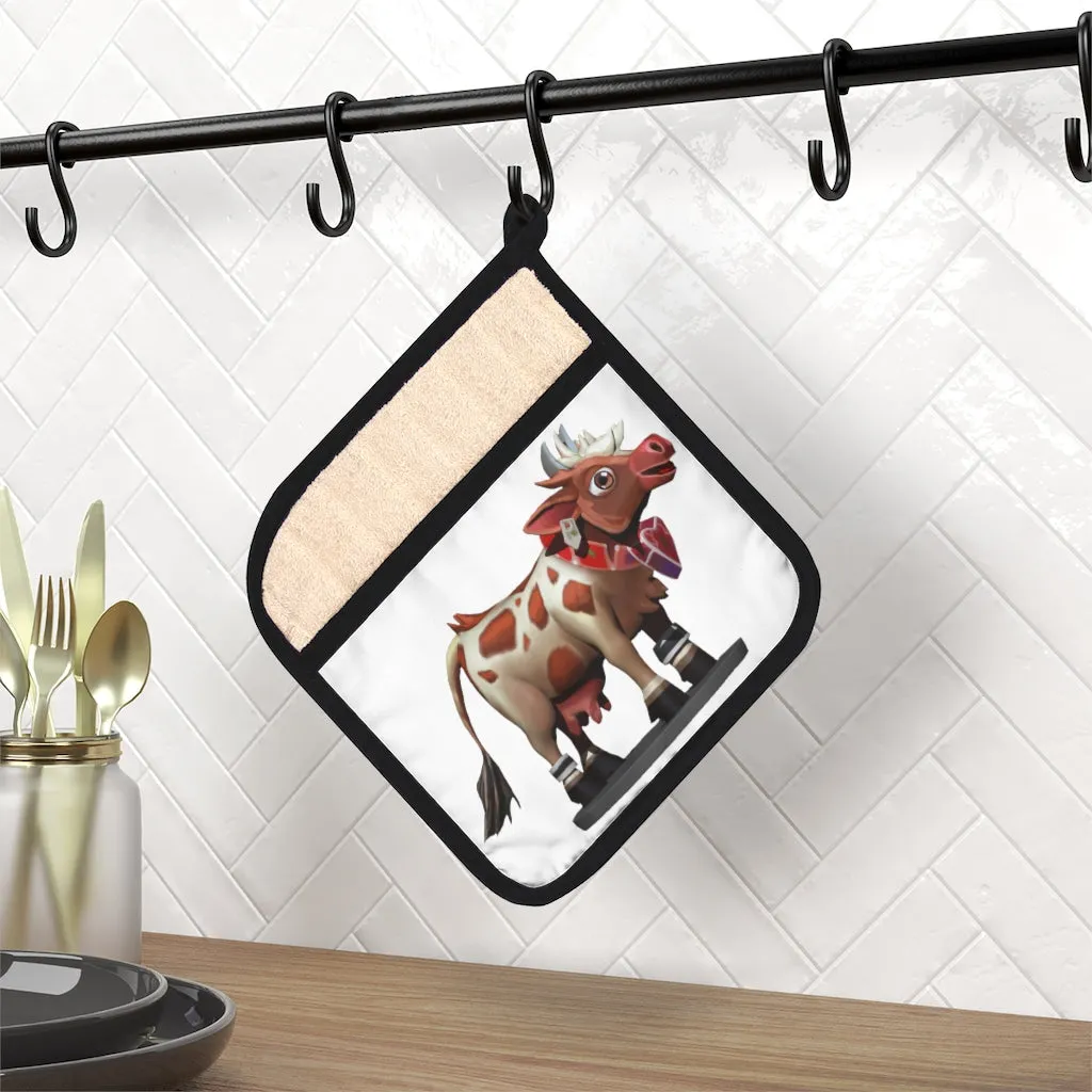 Light Brown Cow Pot Holder with Pocket