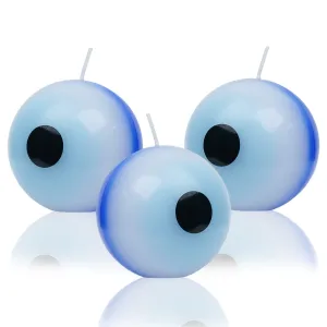 LPUSA Evil Eye Ball Candles-3 Inch Unscented Round Candles for Wedding Decoration,Premium Candles for Home and Office- Set of 3 Paraffin Sphere Candles