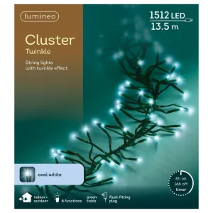 Lumineo 1512 LED Cool White Twinkle Effect Outdoor Cluster Lights - 14m