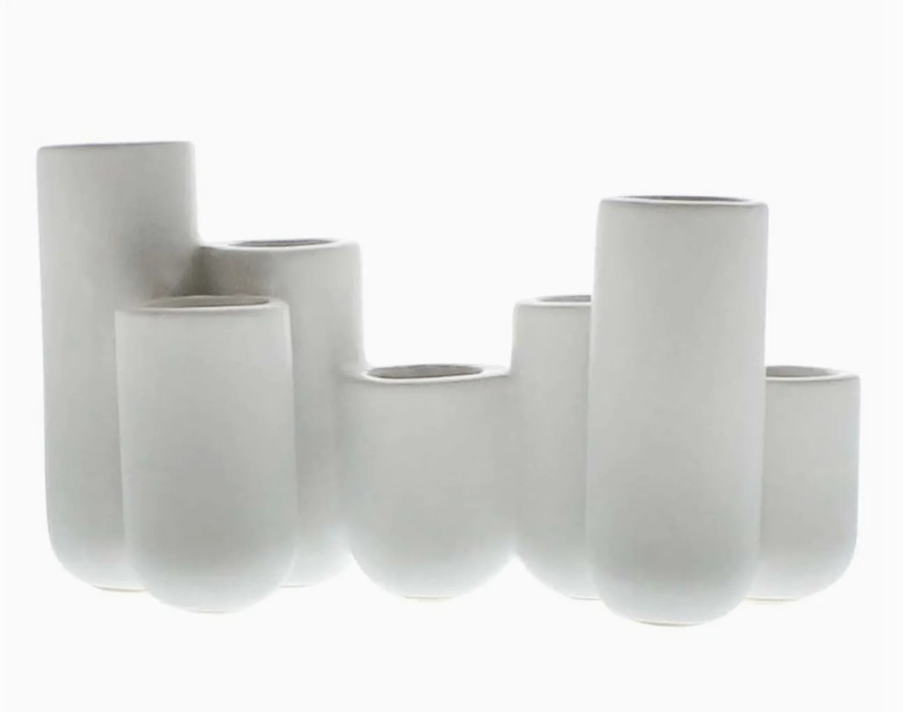 Luna Ceramic Bud Vase Cluster - Matte White