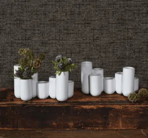 Luna Ceramic Bud Vase Cluster - Matte White