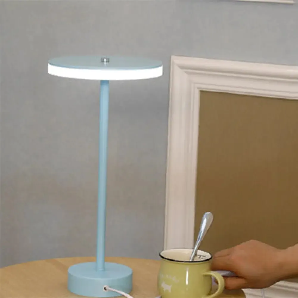 Macaron Style Round Acrylic LED Table Lamp: Blue/Green Ambient Lighting for Living Room in Warm/White