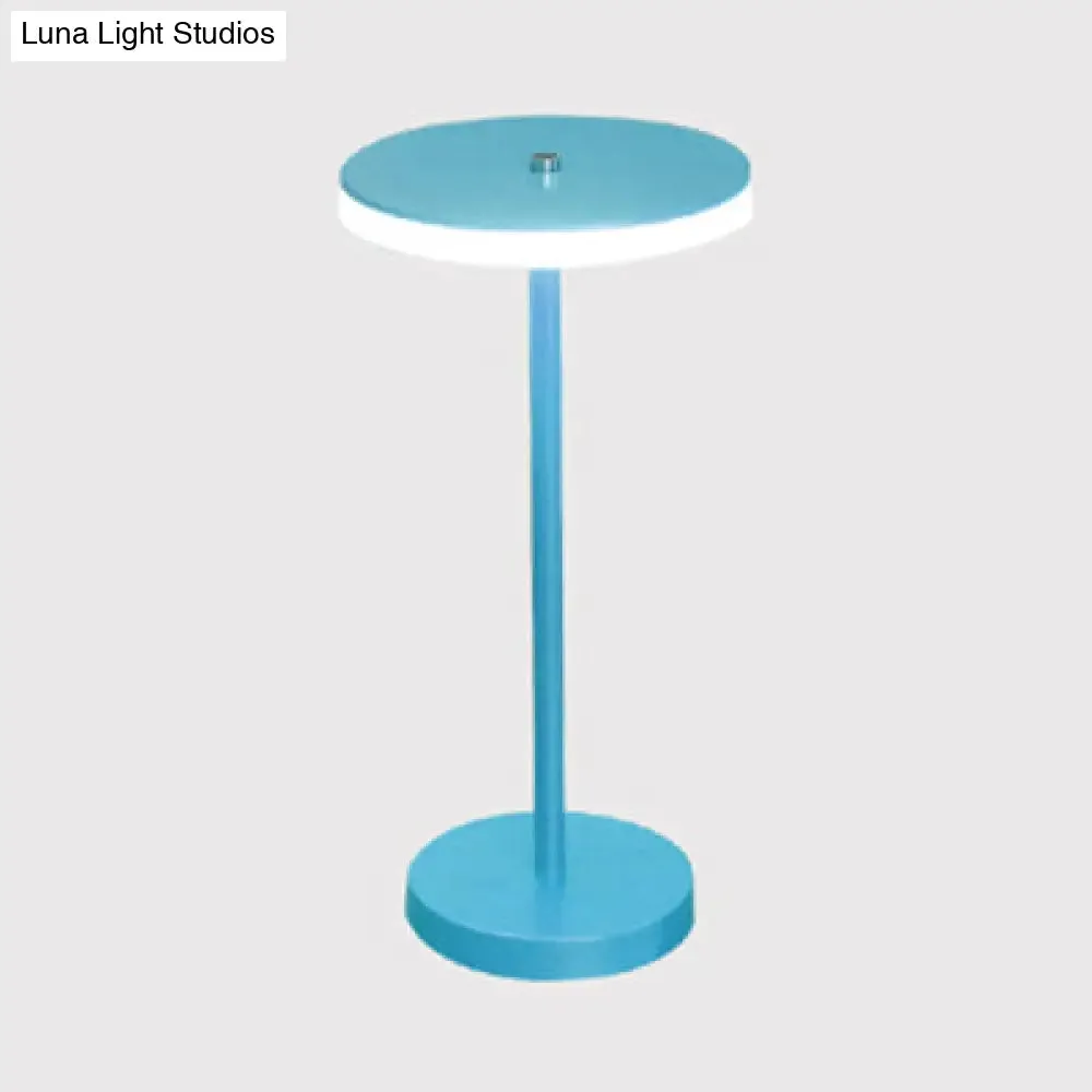 Macaron Style Round Acrylic LED Table Lamp: Blue/Green Ambient Lighting for Living Room in Warm/White