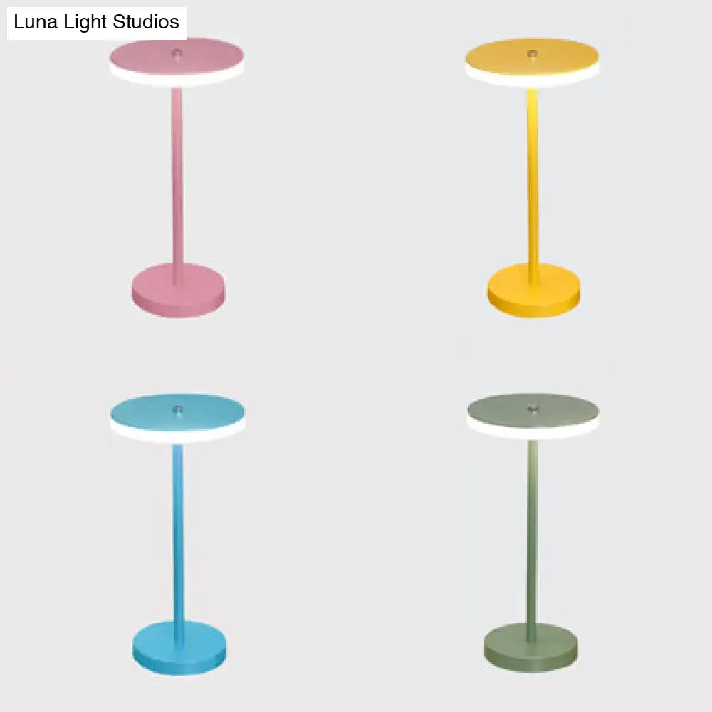 Macaron Style Round Acrylic LED Table Lamp: Blue/Green Ambient Lighting for Living Room in Warm/White