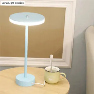 Macaron Style Round Acrylic LED Table Lamp: Blue/Green Ambient Lighting for Living Room in Warm/White