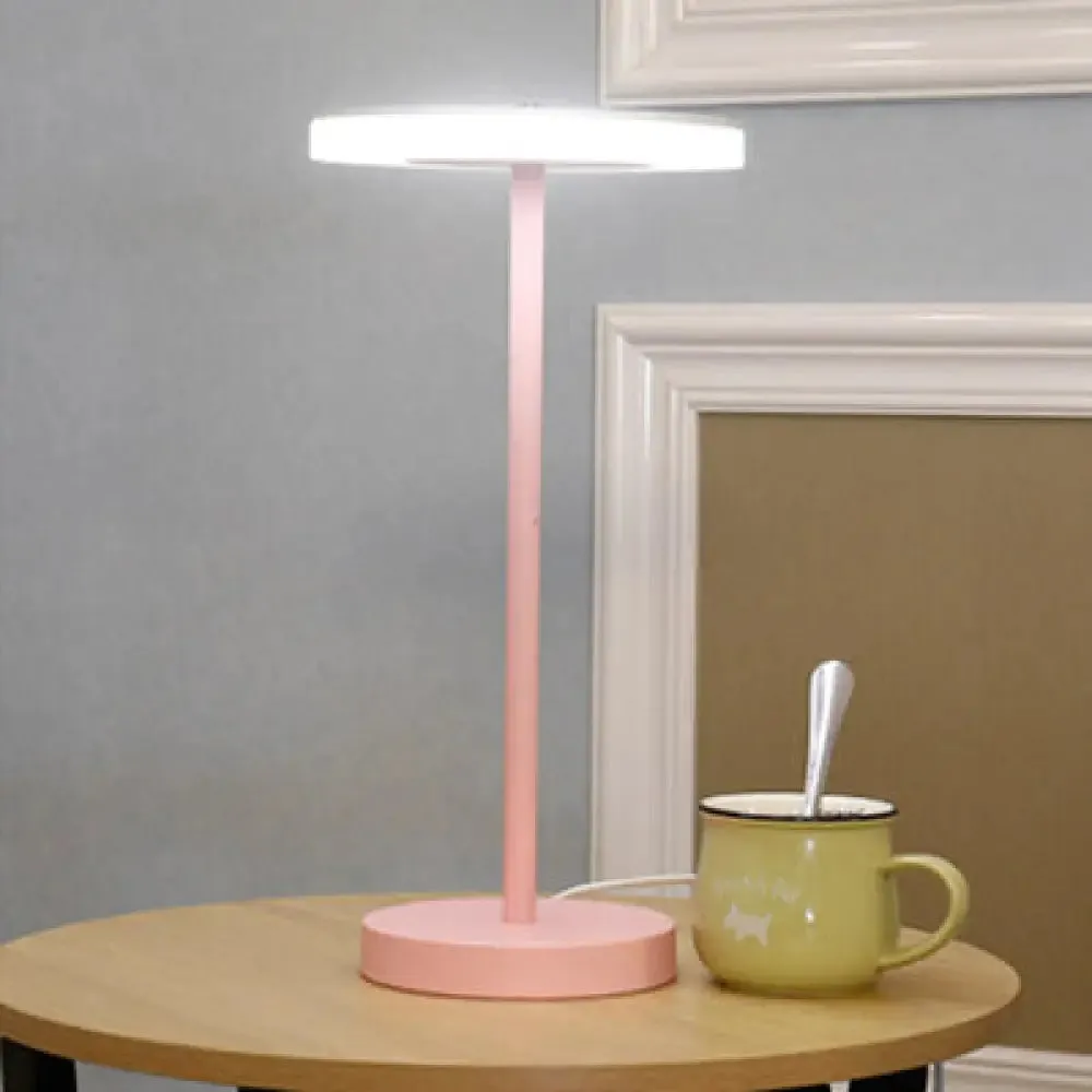 Macaron Style Round Acrylic LED Table Lamp: Blue/Green Ambient Lighting for Living Room in Warm/White