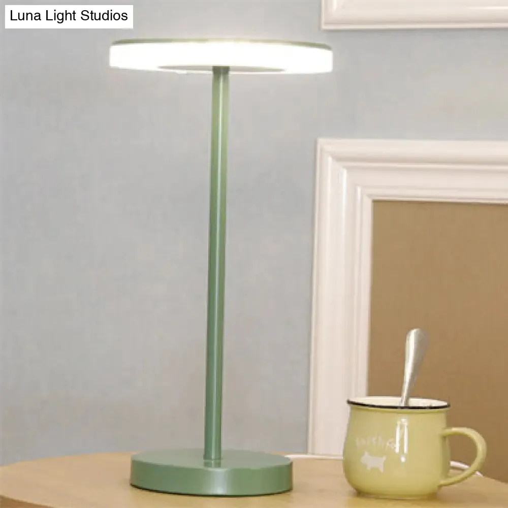 Macaron Style Round Acrylic LED Table Lamp: Blue/Green Ambient Lighting for Living Room in Warm/White