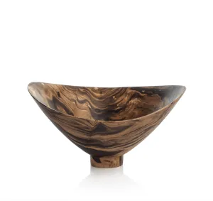 Mango Wood Marbleized Bowl - Footed Butterfly