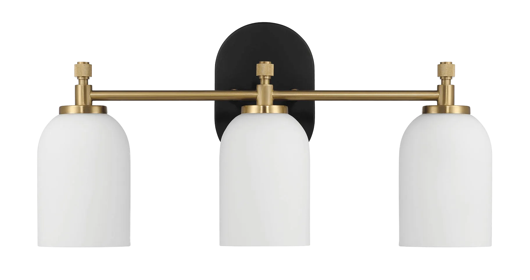 Meadows Three Lights Vanity Brushed Gold Bathroom Wall Light for Bathroom Over Mirror 20.5"W × 10.125"H × 5.5"E with White Frosted Glass