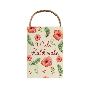 Mele Hibiscus 7x10 Wood Sign Back Rope