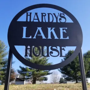 Metal Planter Sign - Personalized Metal Lake House Address with Stakes, Farmhouse Signs, Wedding Signs, Address Signs
