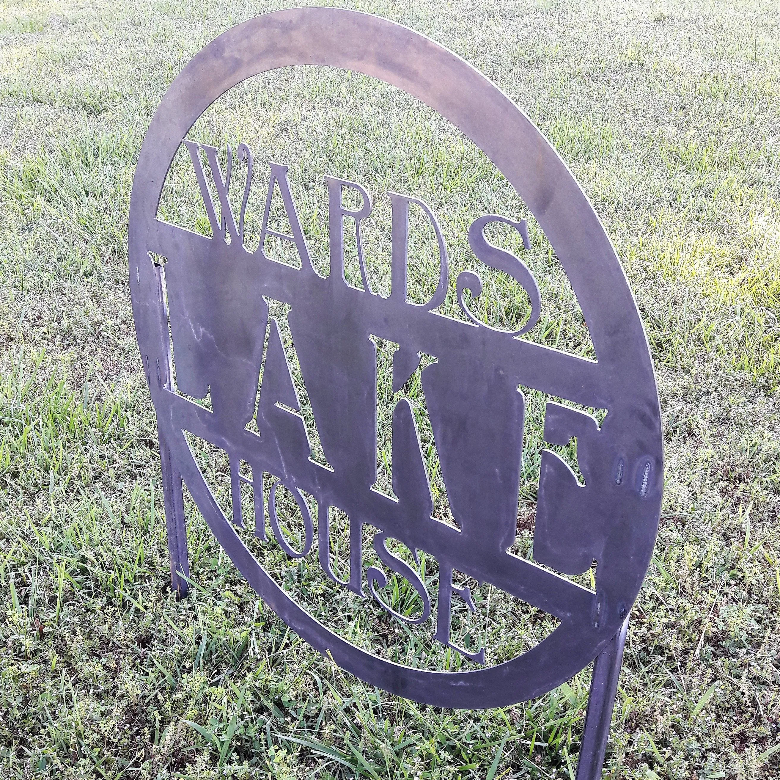 Metal Planter Sign - Personalized Metal Lake House Address with Stakes, Farmhouse Signs, Wedding Signs, Address Signs
