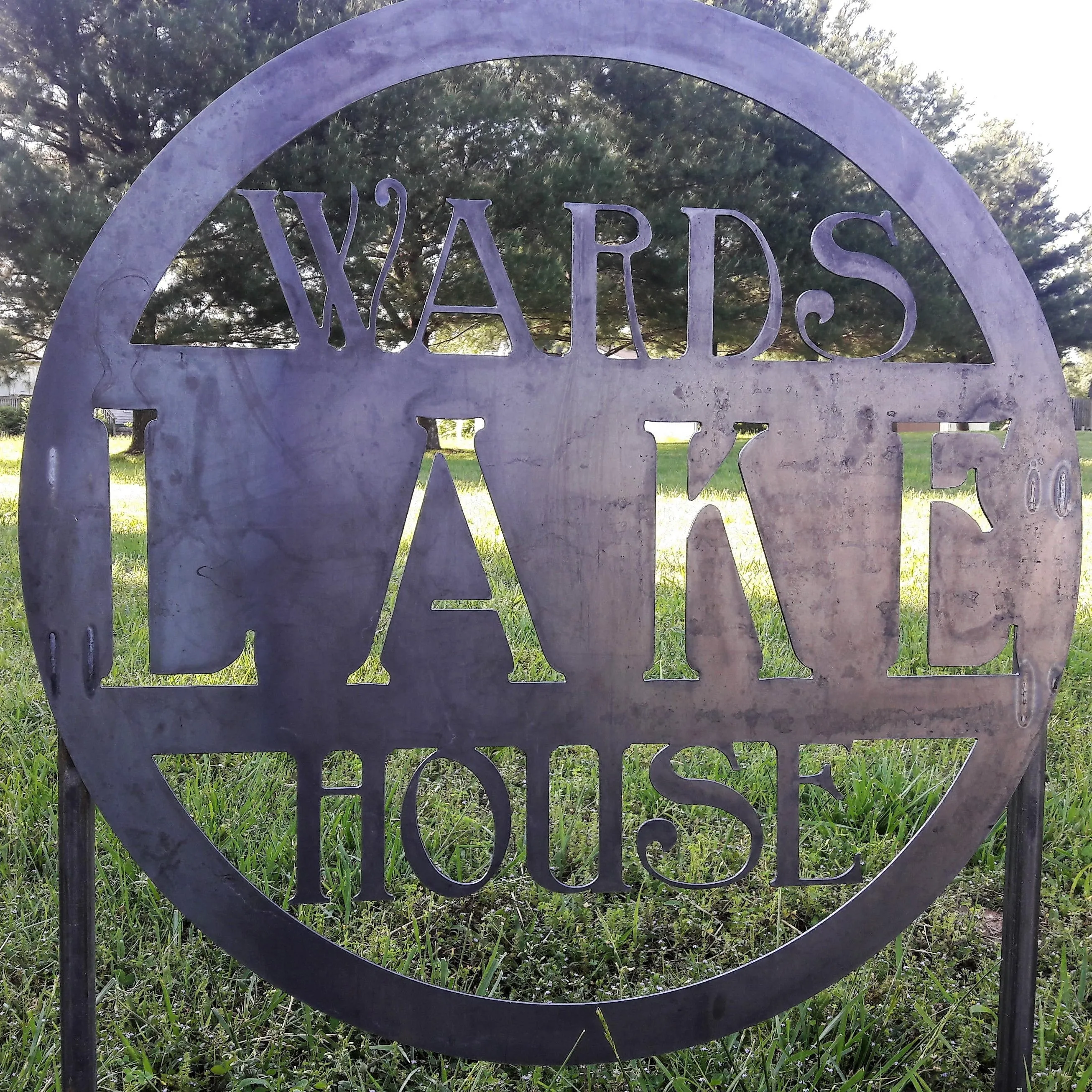Metal Planter Sign - Personalized Metal Lake House Address with Stakes, Farmhouse Signs, Wedding Signs, Address Signs