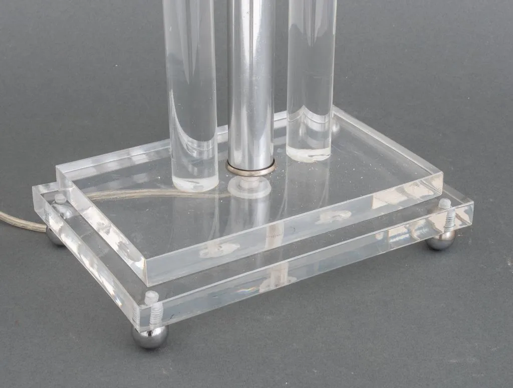 Midcentury Lucite and Chrome Table Lamps, Pair
