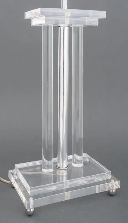 Midcentury Lucite and Chrome Table Lamps, Pair