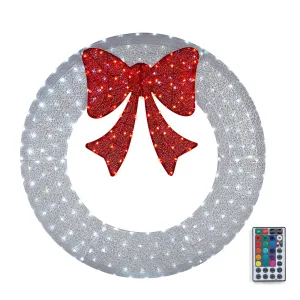 modern 48in Christmas Wreath Christmas Decoration Lighted Holiday Decor 315 Lights LED - Green Multicolor Multicolor