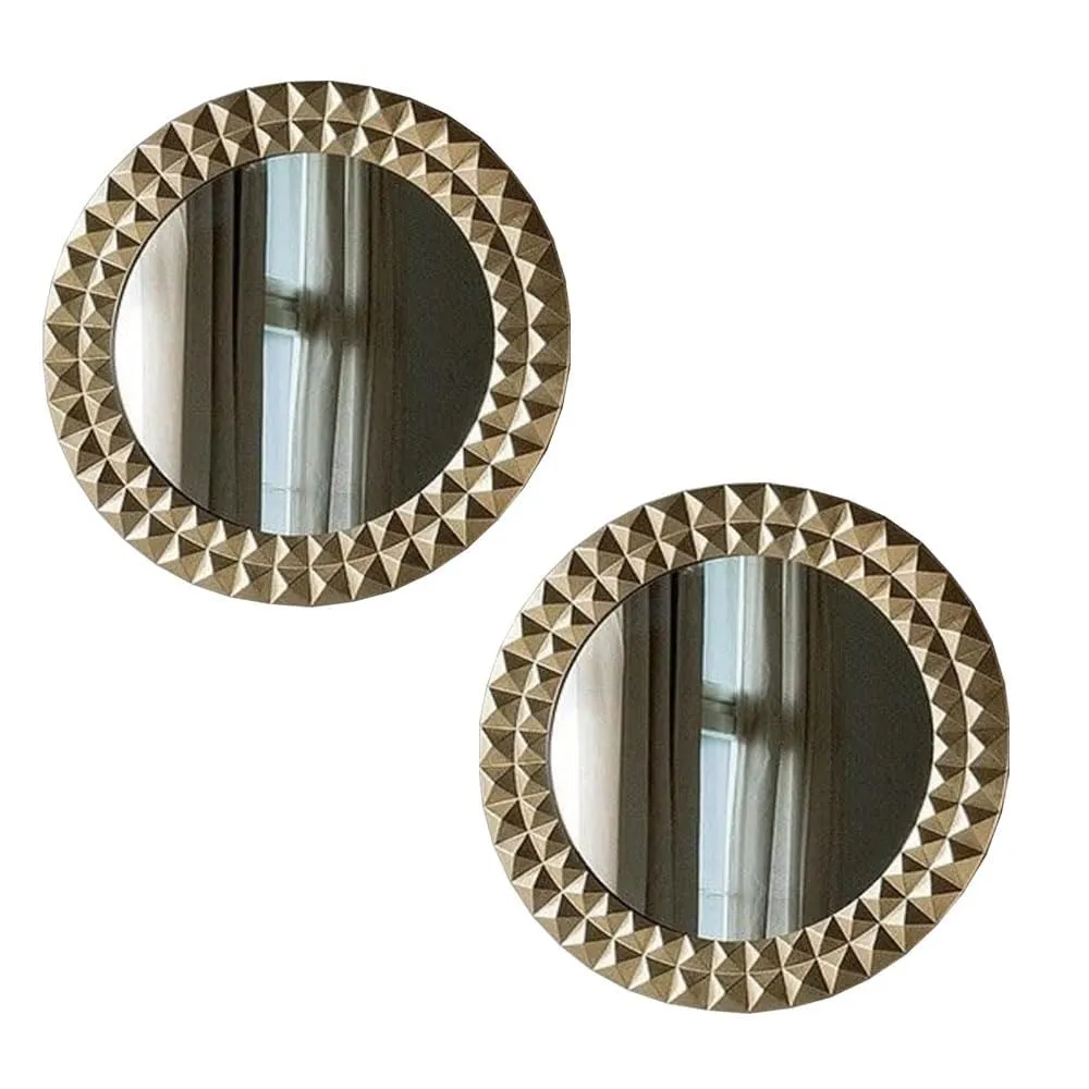 Modern Art & Craft's® Wood Wall Mirror Frame Wall Hanging | Wall Floating | for Room | Hall | Bathroom Home | Decor Living Room | Set of 2 | Golden | (24x24 Inch)
