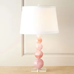 Modern Pink Nightstand Lamp: Barrel-shaped Reading Light with Fabric Shade