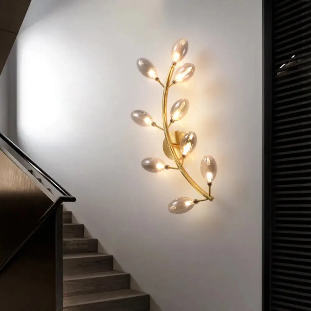 Modernist Gold Grape Wall Sconce Light - 9 Heads Metal Lamp Fixture for Bedside