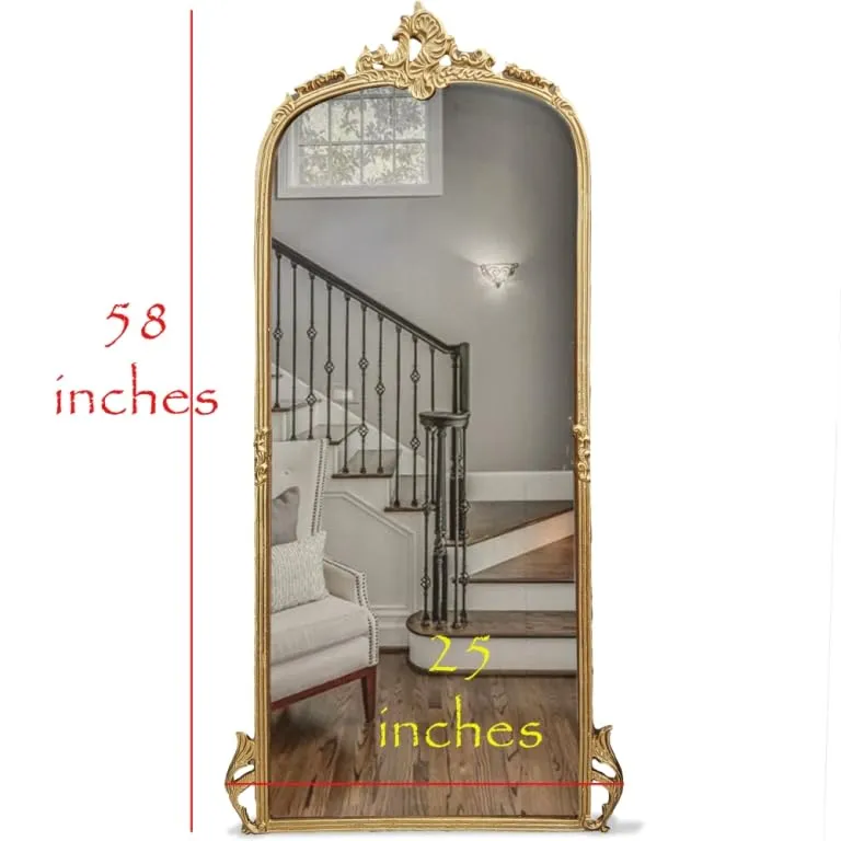 MORii®Luxe Art Victorian Full Size Mirror for Wall |Soft Gold Finish|Hand Casted | 1 Unit (58 inch)