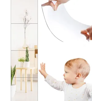 Navaliya Full Length Mirror Tiles, Mirror Sticker for Walls | Size: 12x12 Inches Mirrors for Bedroom, Living Room Home Shower Gym & Wall Mirror Stickers Unbreakable Wall Mirror - (4 Pcs)