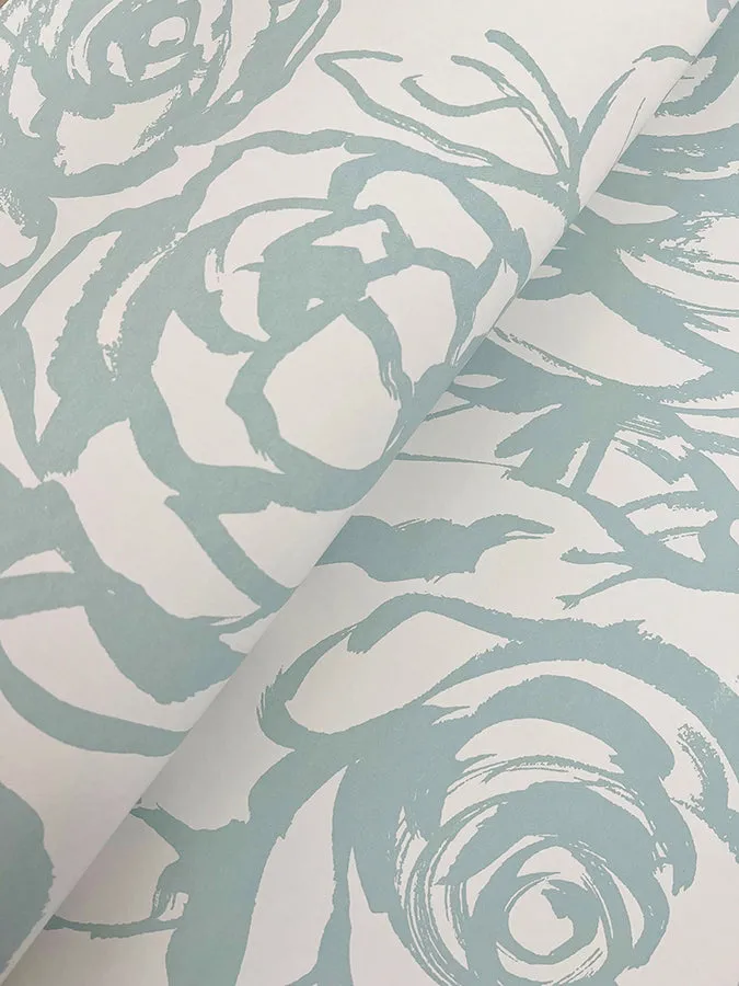 Nelda Light Blue Rose Wallpaper